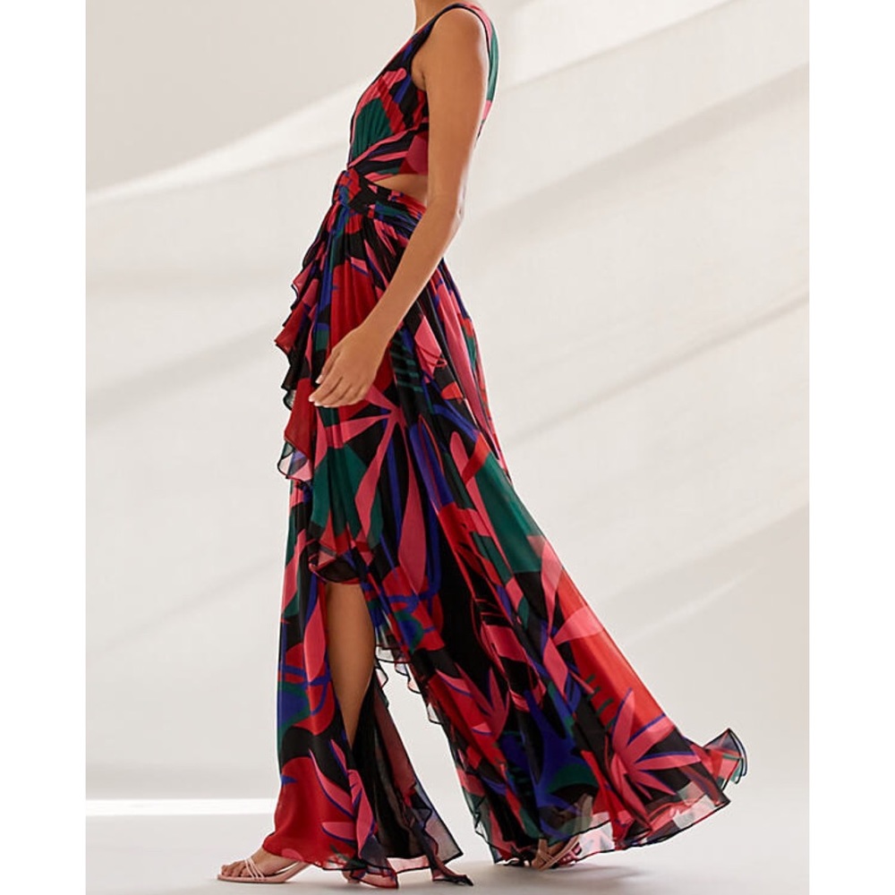 PatBO Rio Cut Out Ruffle Maxi Dress Multicolor 4 NWT - Picture 3 of 16